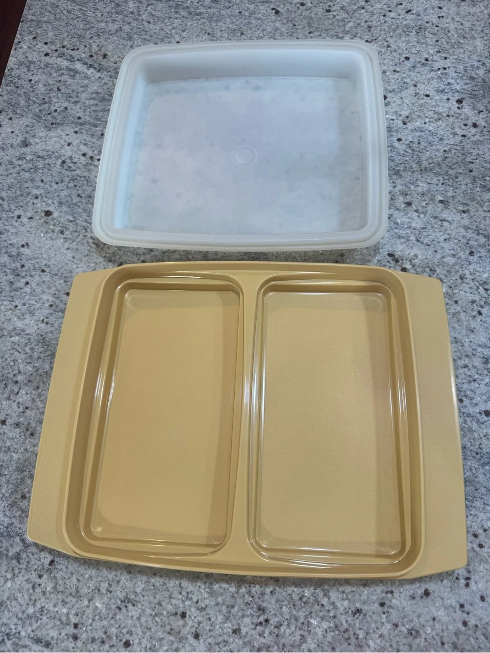 Vintage Square Covered Serving Dish in Yellow and Cream